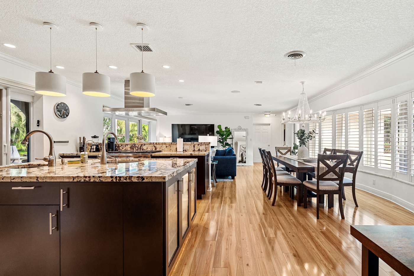 Cypress Cove: The open kitchen flows into the dining and living areas