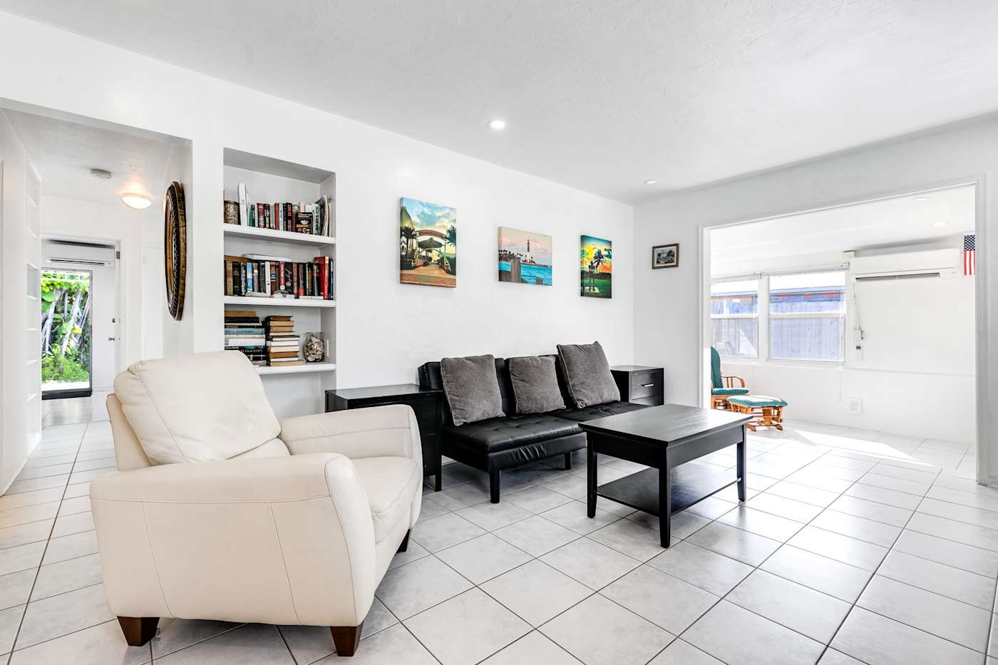 Pompano Bungalow: The interiors are bright and airy with comfy couches to help you relax