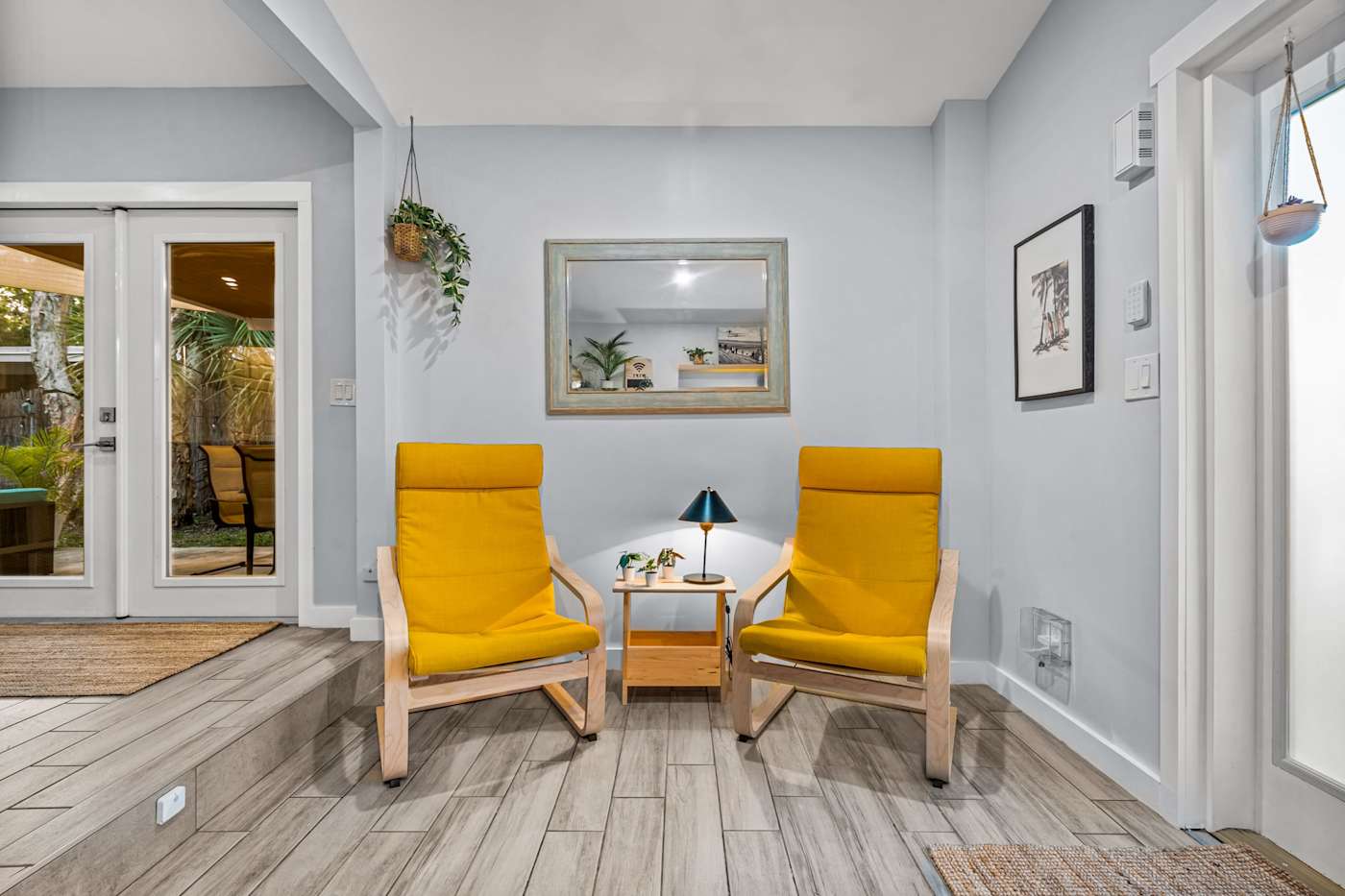 EV Retreat: The reading nook has two armchairs, a side table and a lamp