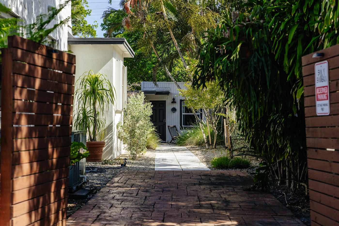 Sombra Cottage: Entry way to the cottage from the reserved parking spot in the front