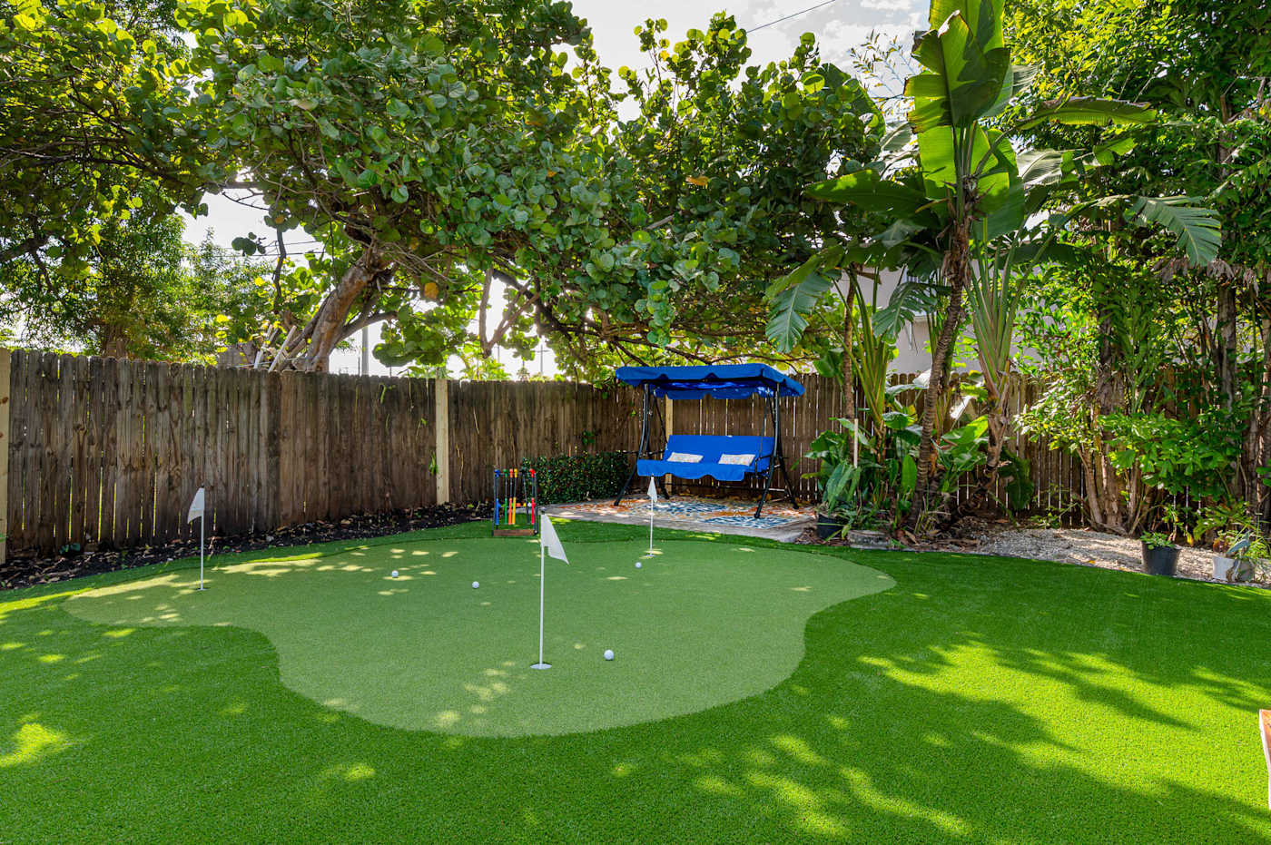 The Fairway: Three hole putting green under the trees