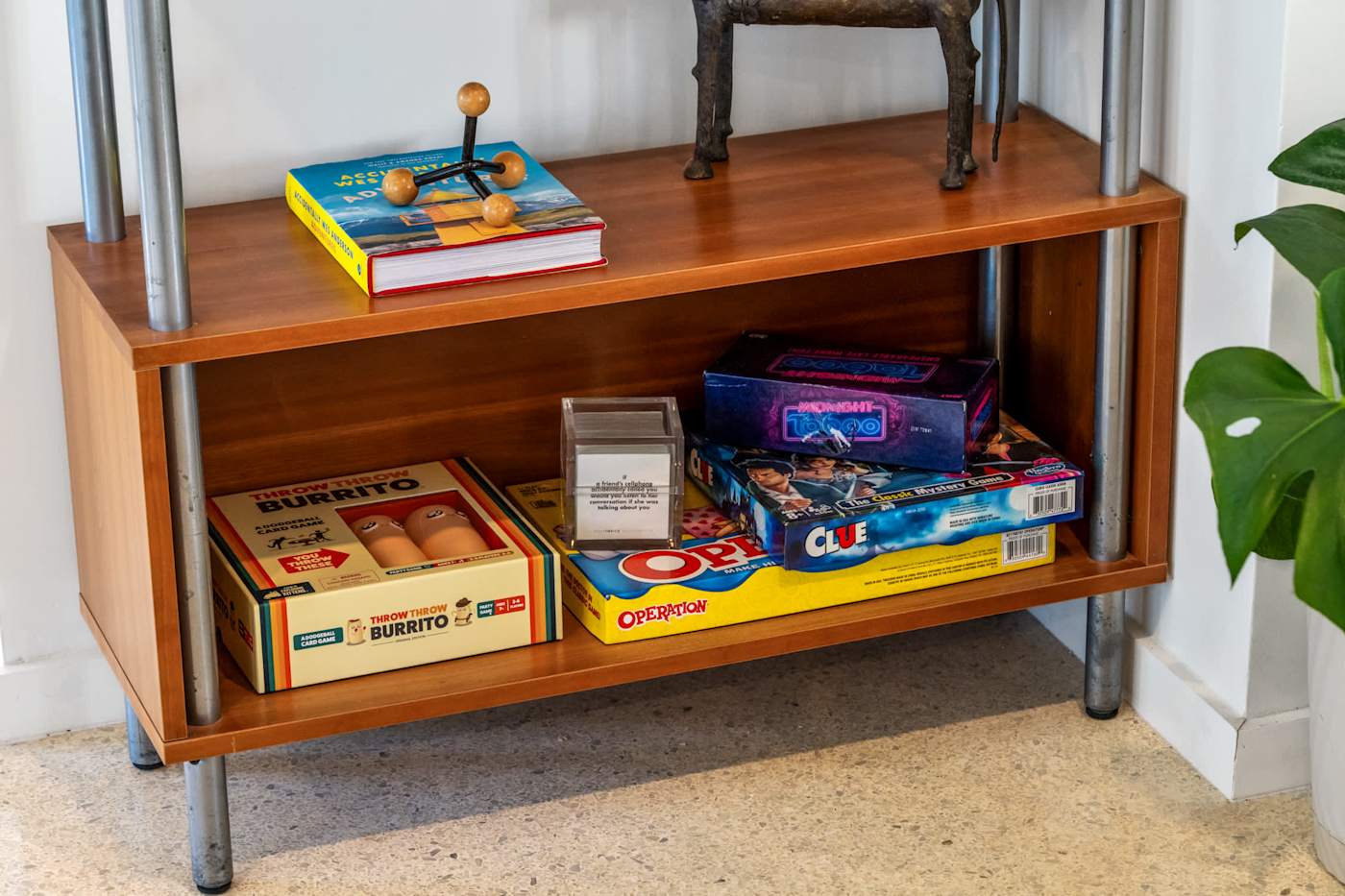 Mangrove Manor: Board games on the console, including Bananagrams and Uno