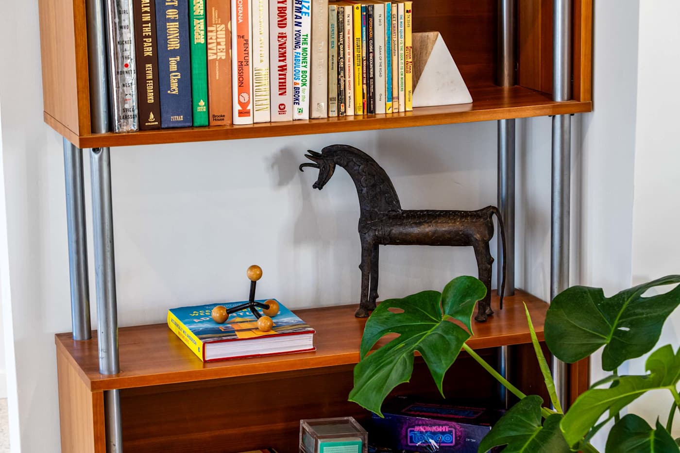 Mangrove Manor: Bookshelves with novels, games and ornaments
