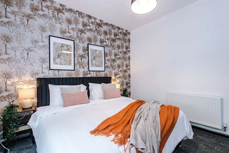 Botanical bedroom at Alpha House, Salford
