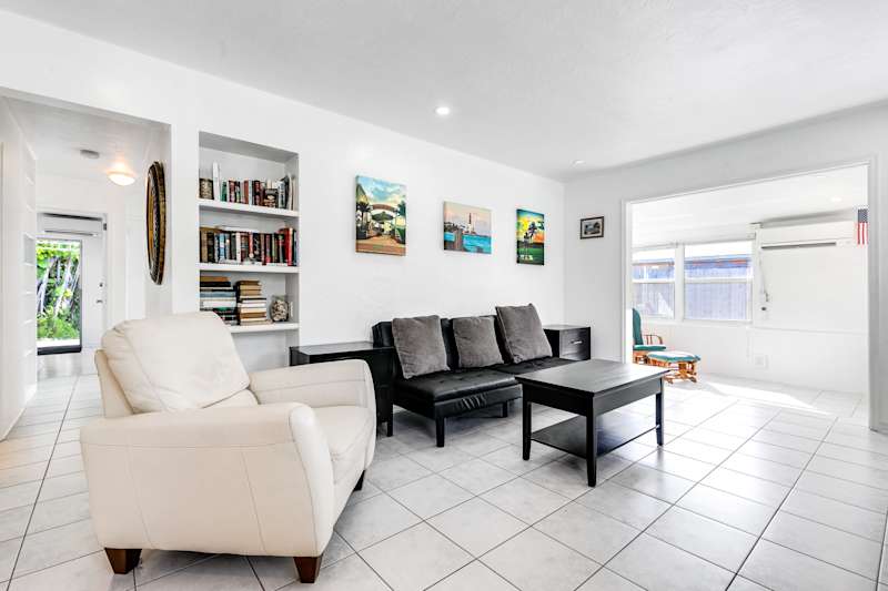 Pompano Bungalow: The interiors are bright and airy with comfy couches to help you relax