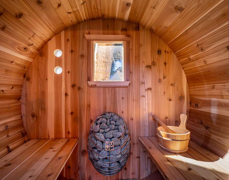 EV Retreat: We have a cedar barrel sauna that guests can enjoy