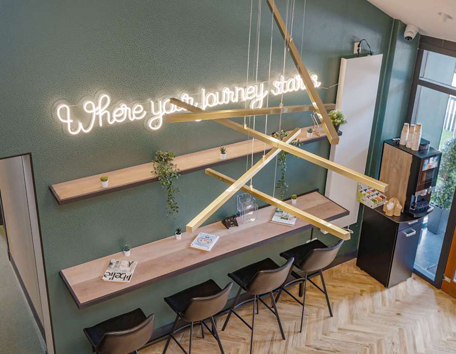 Communal working and social area with wifi in converted church apartment building, Amsterdam