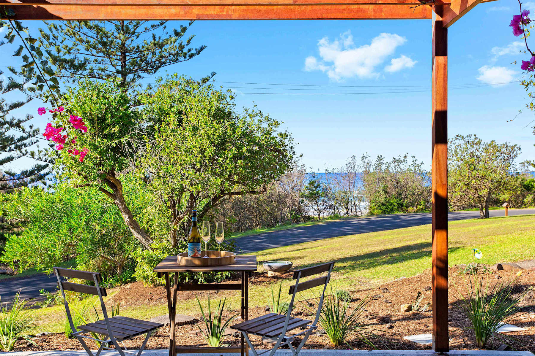 Private patio and garden at Banksia Terrace in Tuross Head