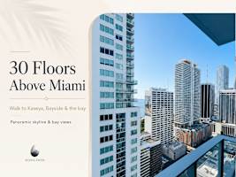 Downtown Miami studio on the 30th floor: city views, walk to Kaseya Center, rooftop pool — Miami stay