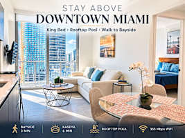 ⭐ Walk to Bayside Marketplace | Rooftop pool & hot tub | 16th-floor apartment in Downtown Miami — Miami stay