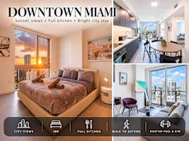 29th-Floor King Suite in Downtown Miami, Walk to Bayside Marketplace, Rooftop Pool with Skyline Views — Miami stay