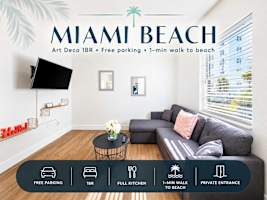 Ground-floor 1924 Art Deco one-bedroom in Mid-Beach, free reserved parking, one block from the sand — Miami Beach stay