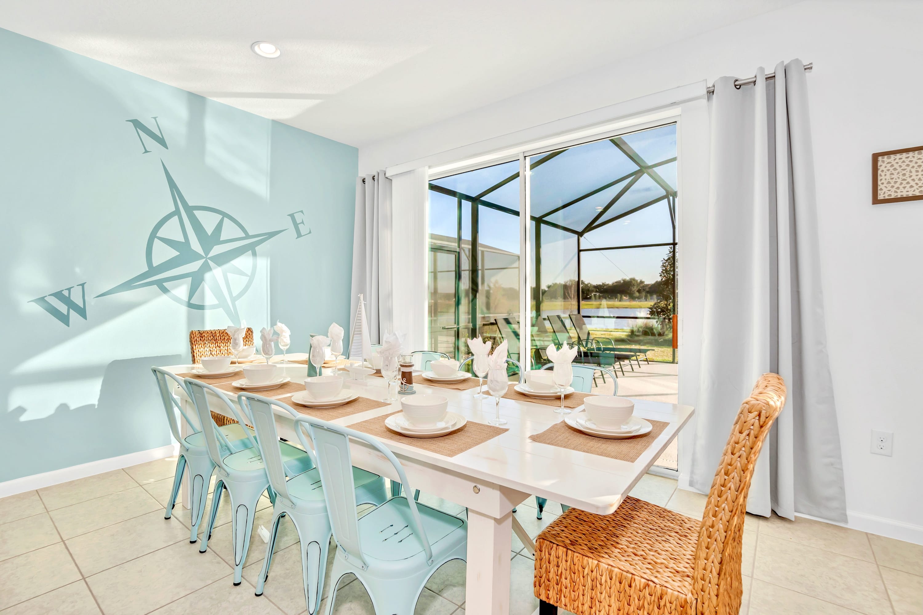 A central dining table designed for family gatherings and group meals