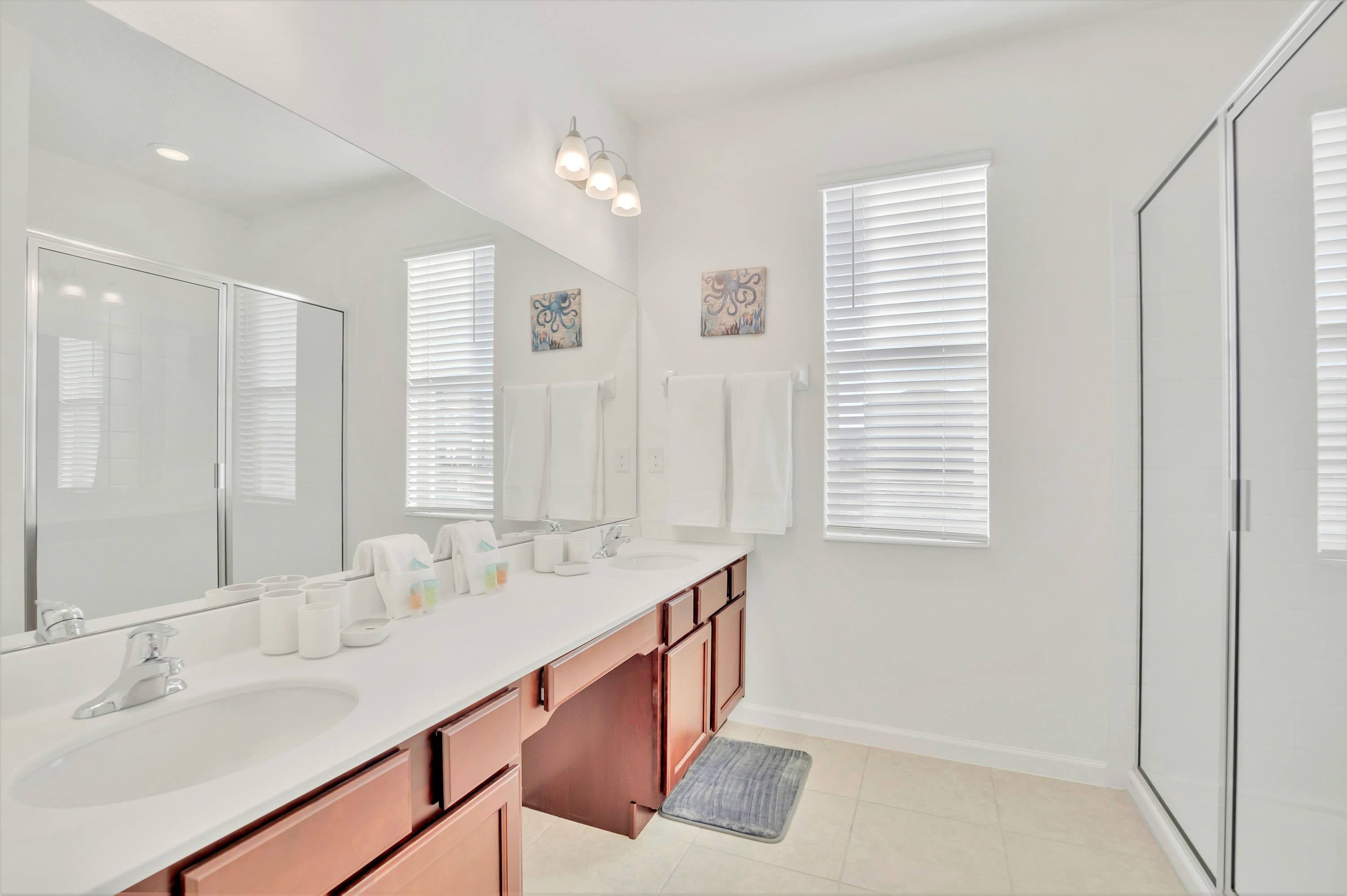 Modern En-Suite Bathroom with Double Vanity and Standing Shower