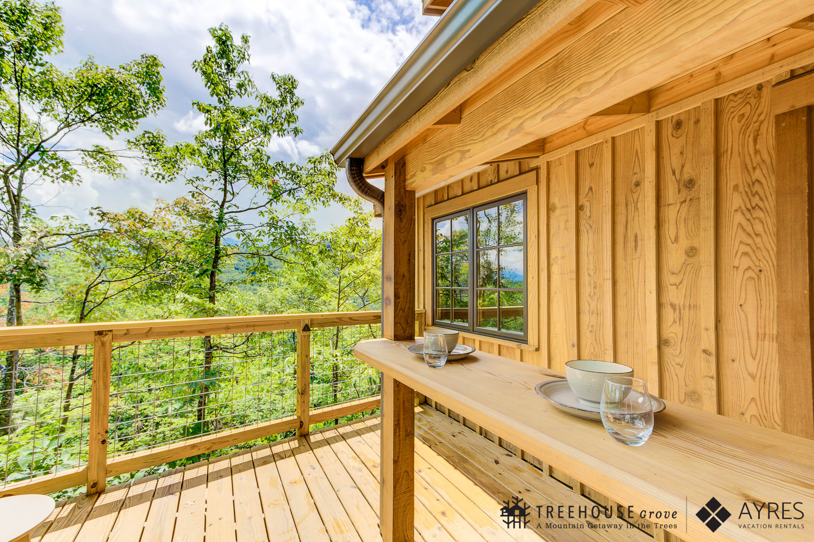 The deck with covered bar
