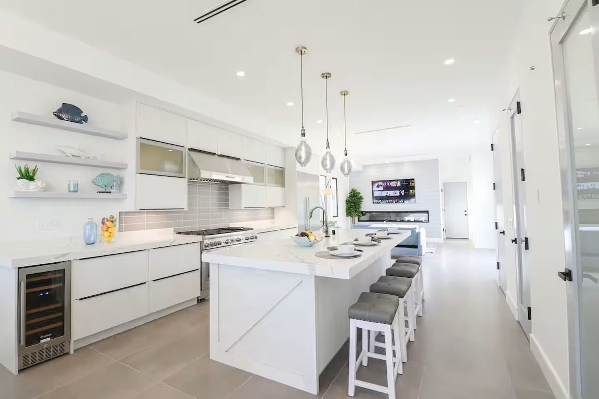 Custom Kitchen with elegant lighting and details.