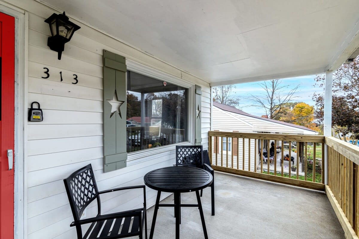 Plenty of seating on the front porch.