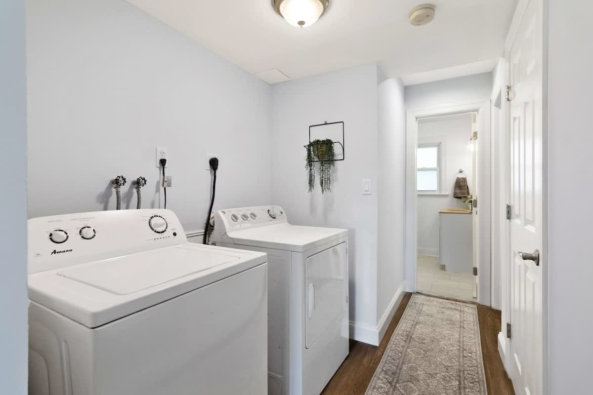 Laundry and bathroom