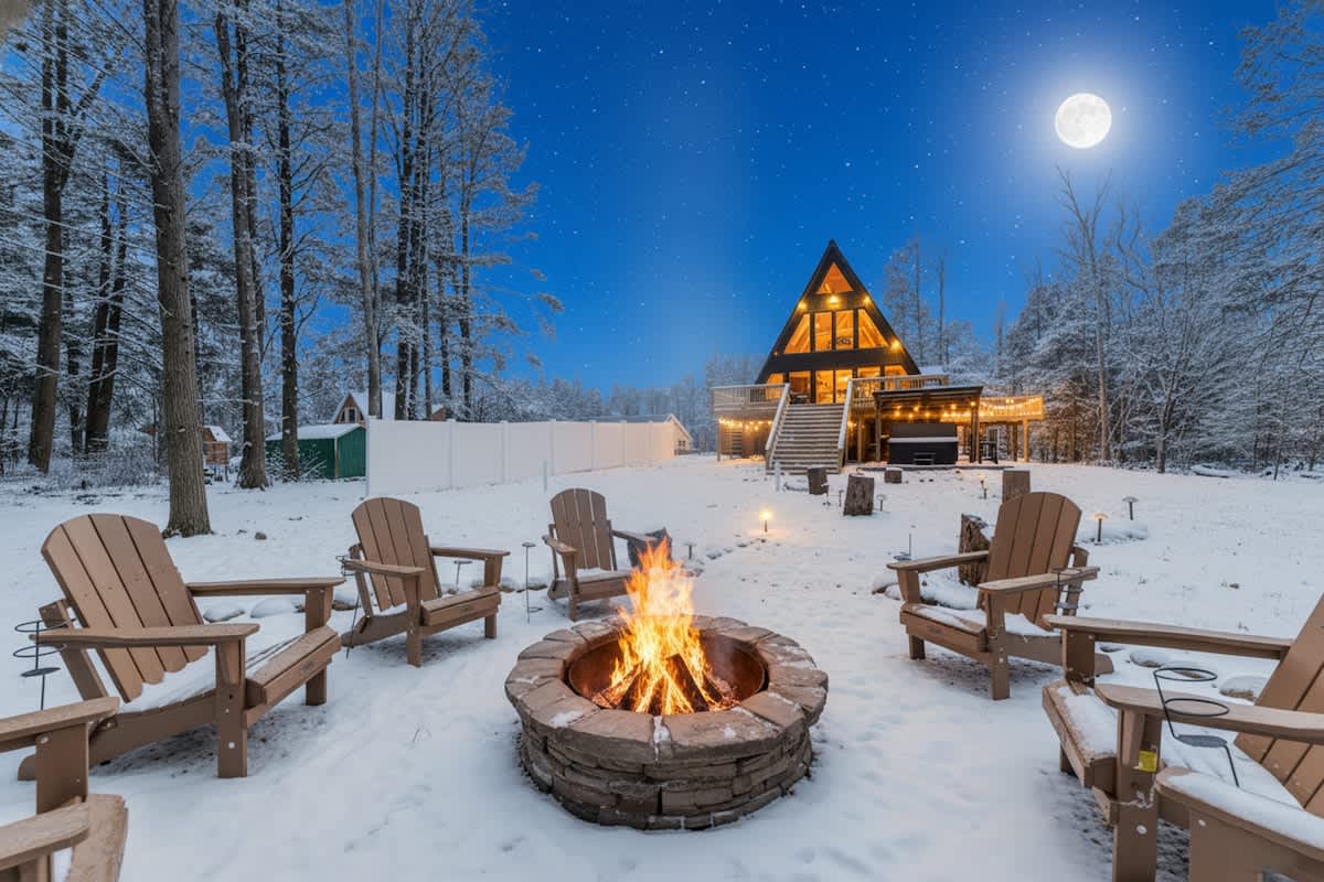 A-Frame Cabin | Hot Tub | Theater & Game Lounge