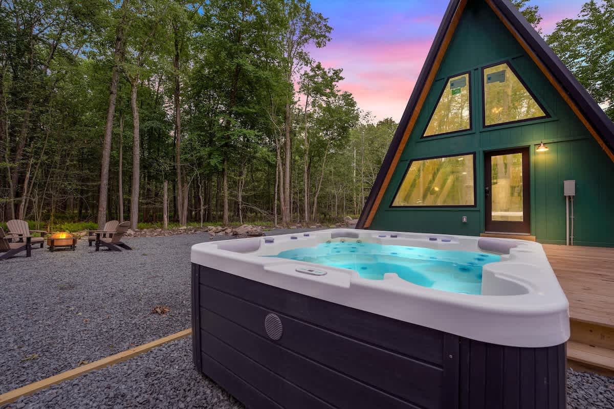 Modern New A-Frame Cabin | Hot Tub | Big Bass Lake