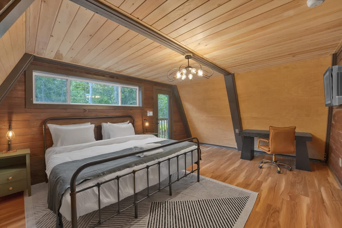 Modern New A-Frame Cabin | Hot Tub | Big Bass Lake