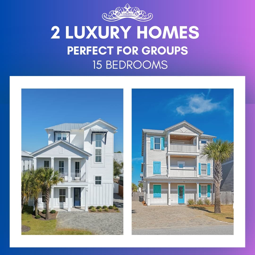 2 Beach Homes | 15BR | Just 700ft Apart