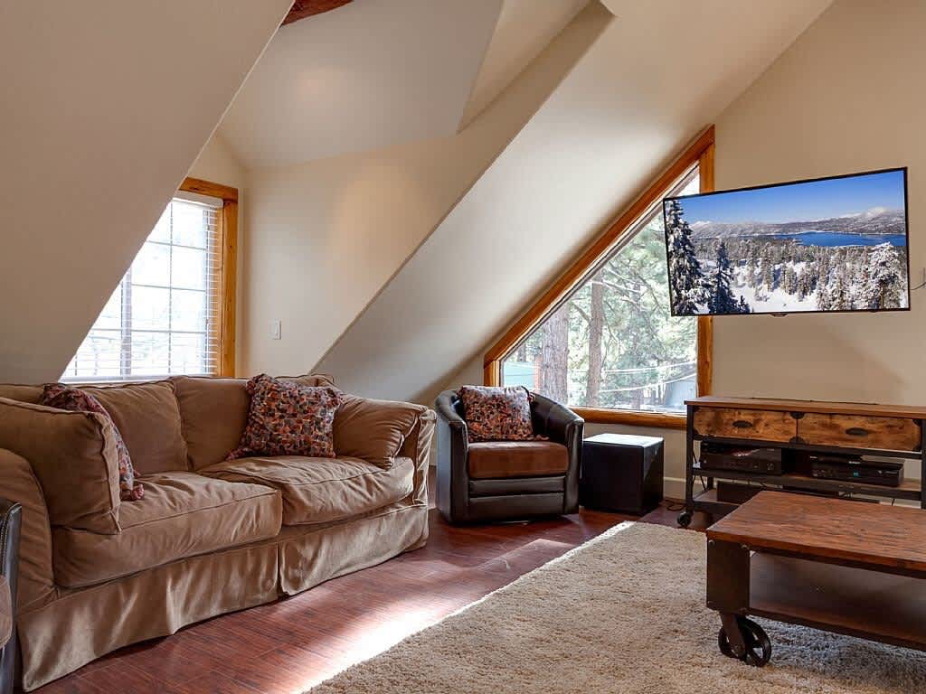 Upstairs lounge with sectional sofas
