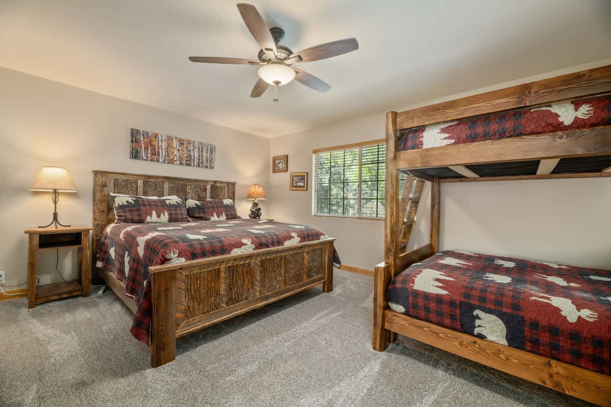 Bedroom 2: King bed plus full-over-queen bunk