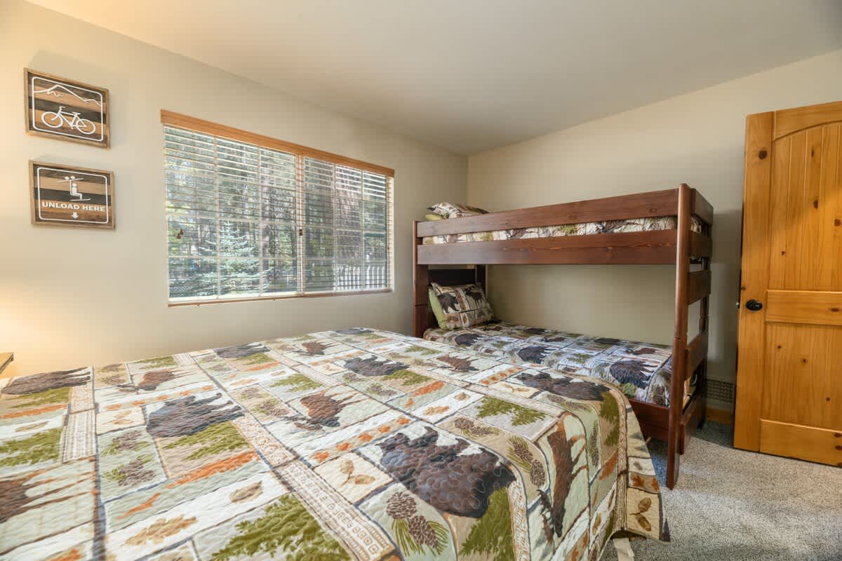 Bedroom 3: Queen bed plus twin bunks