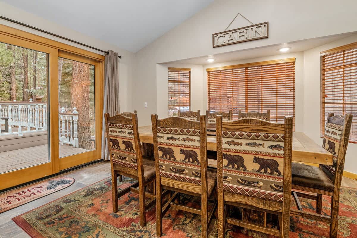 Dining table by the deck doors