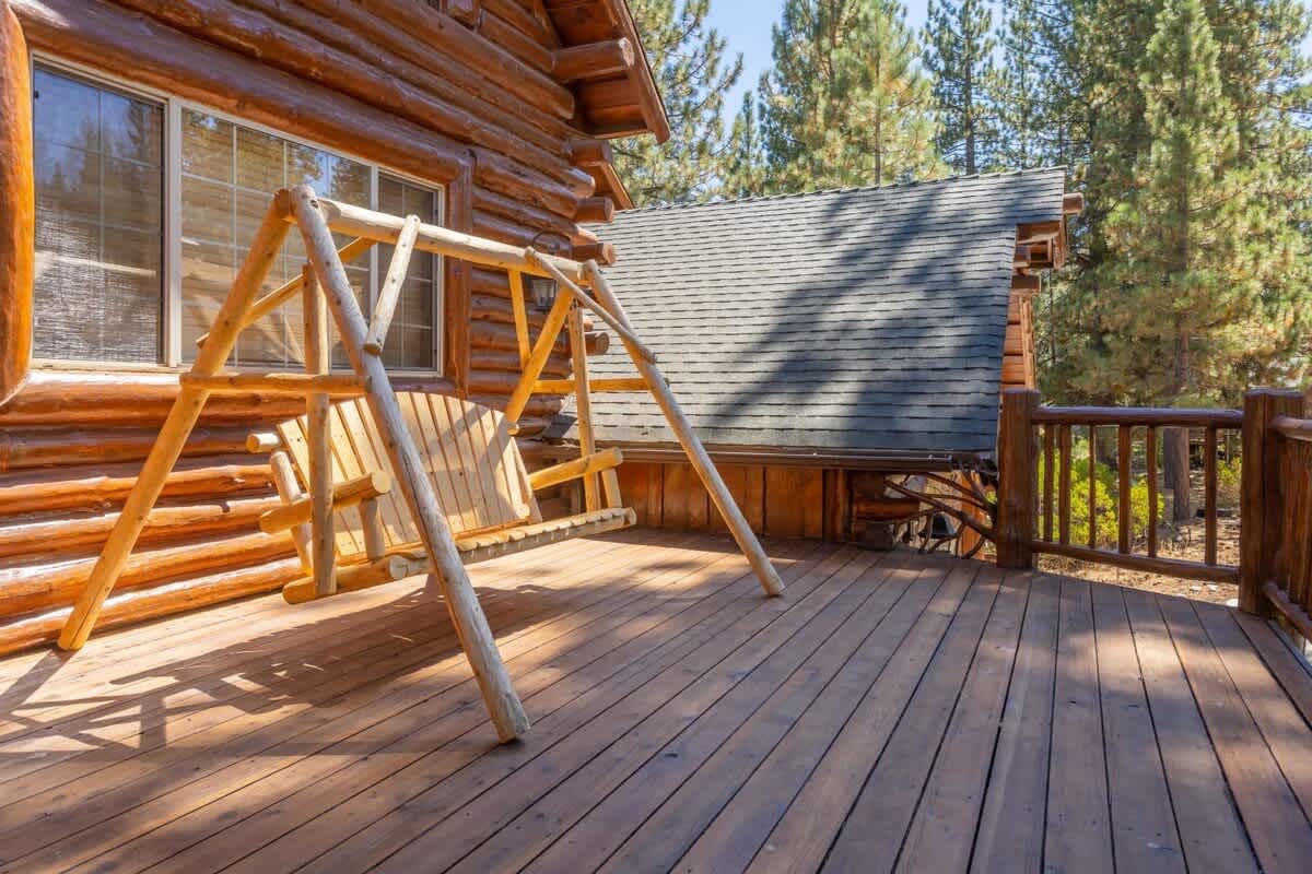 Front porch swing among the pines