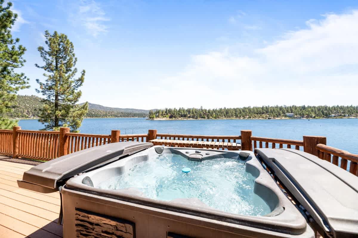 New hot tub with lake views