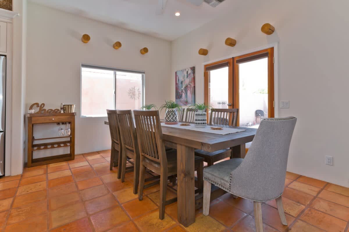 Dining room with views to the backyard.