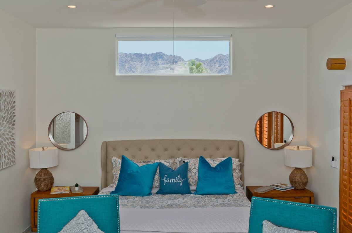 Beautiful window view of the Santa Rosa Mountains in enormous Master.