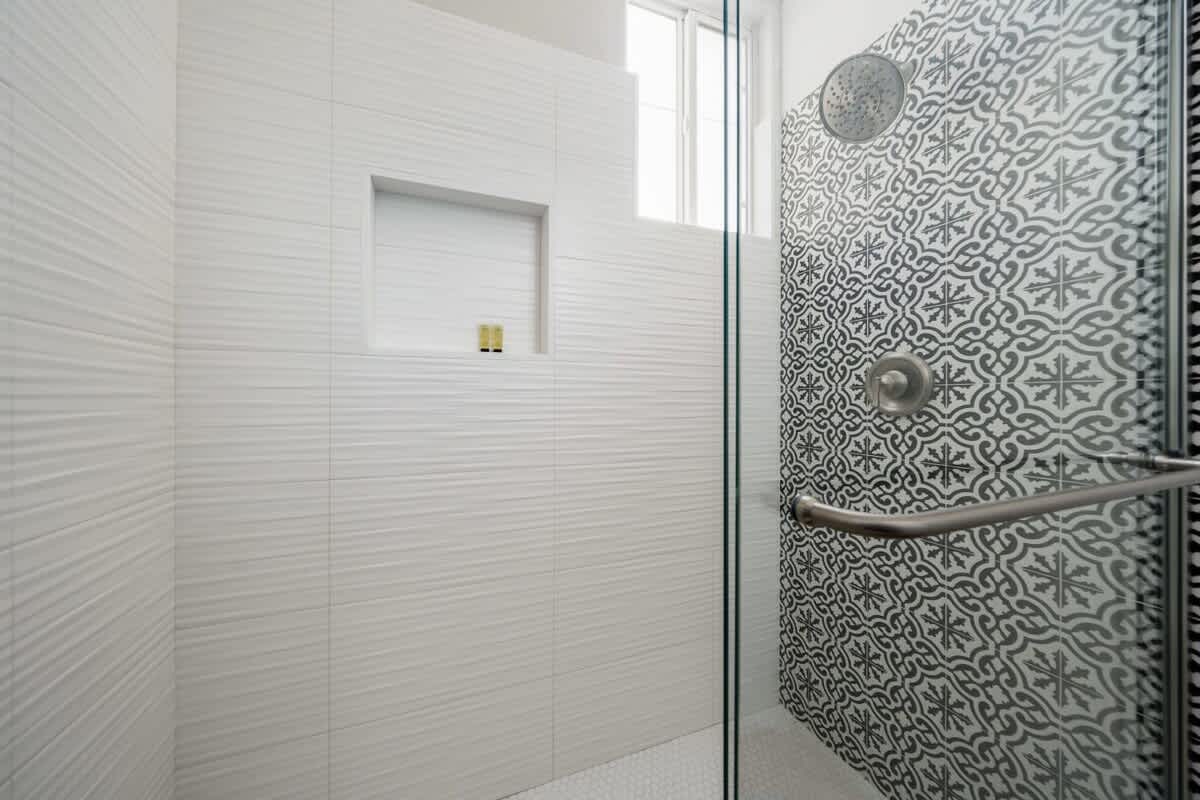 New Tiled shower in Master Bathroom