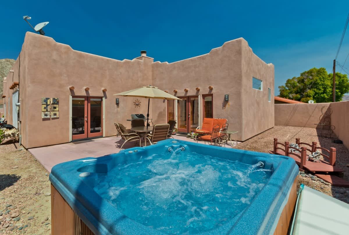 Brand-new LED hot tub next to the private pool.