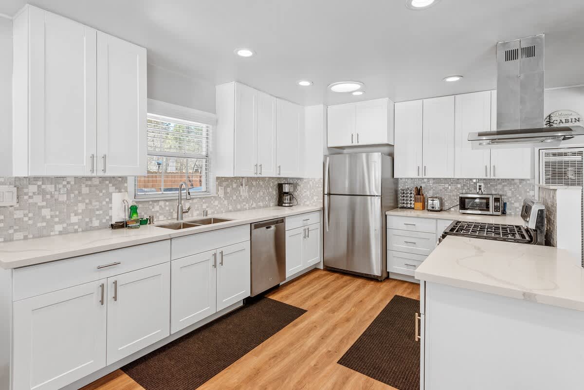 Remodeled kitchen with stainless appliances