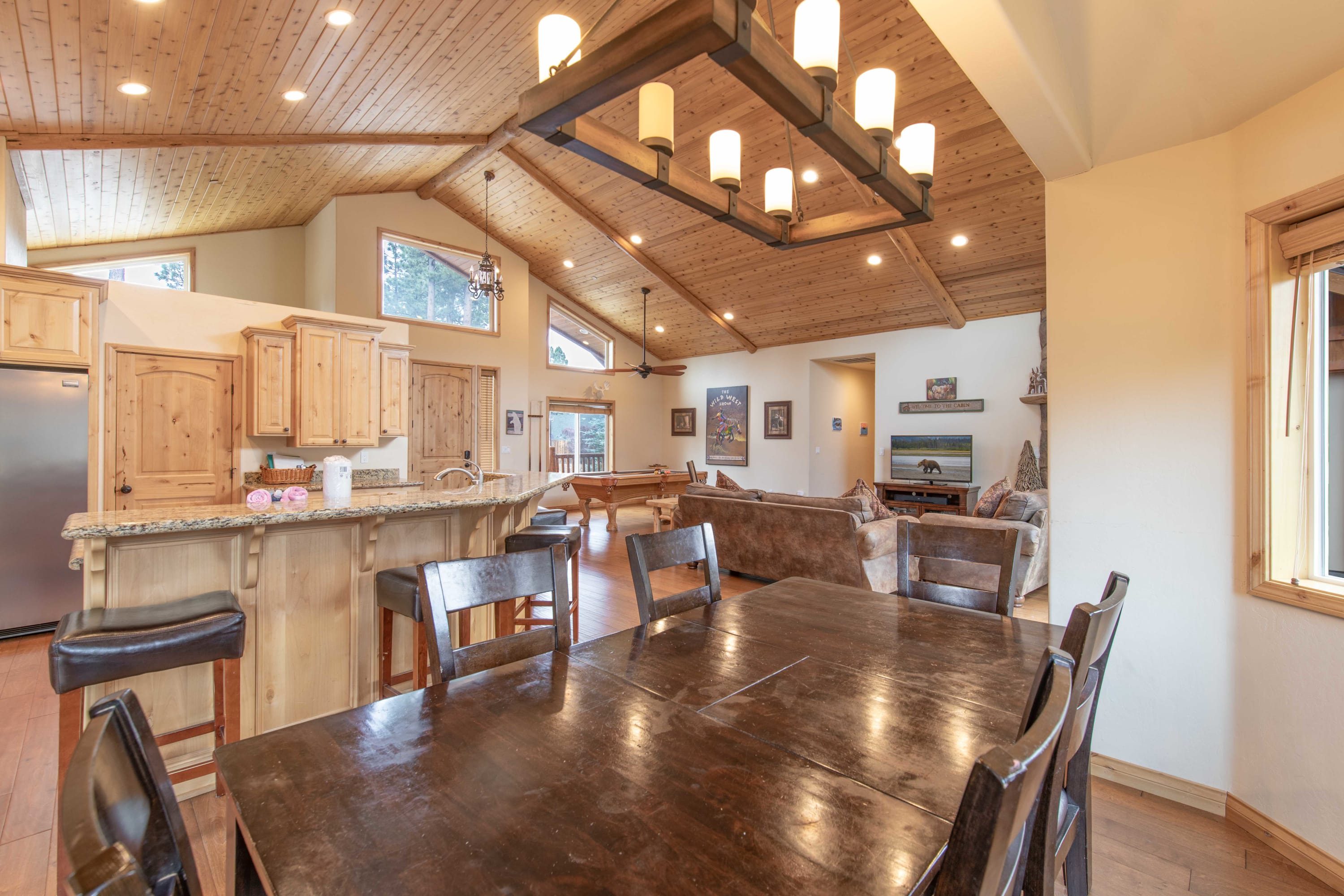 Dining table next to the breakfast bar