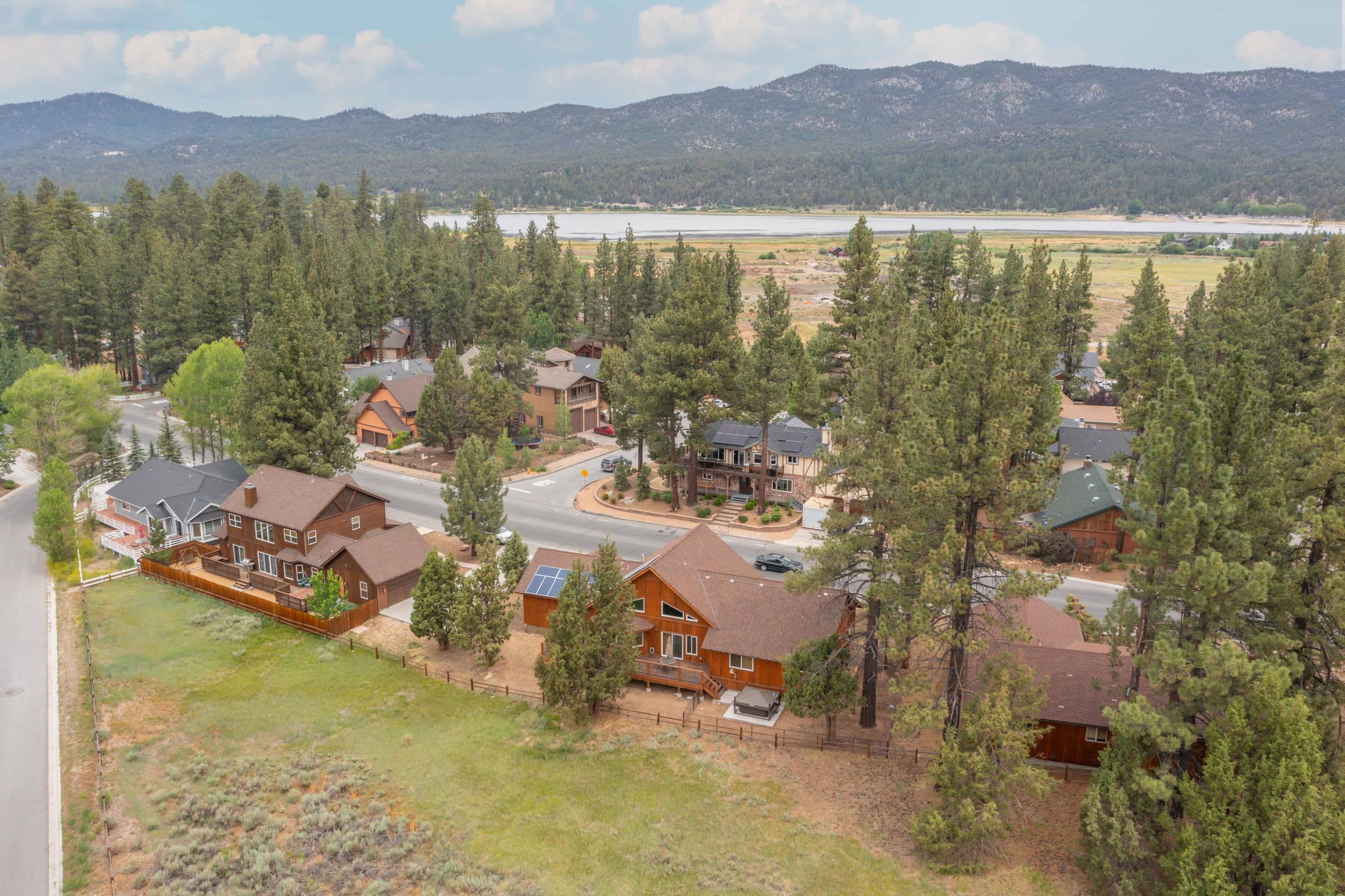 Aerial view toward the lake