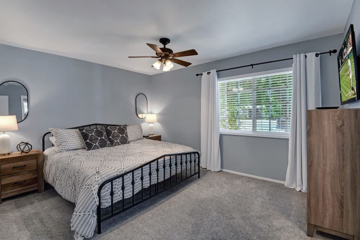 Master Bedroom with new King Bed and Smart TV