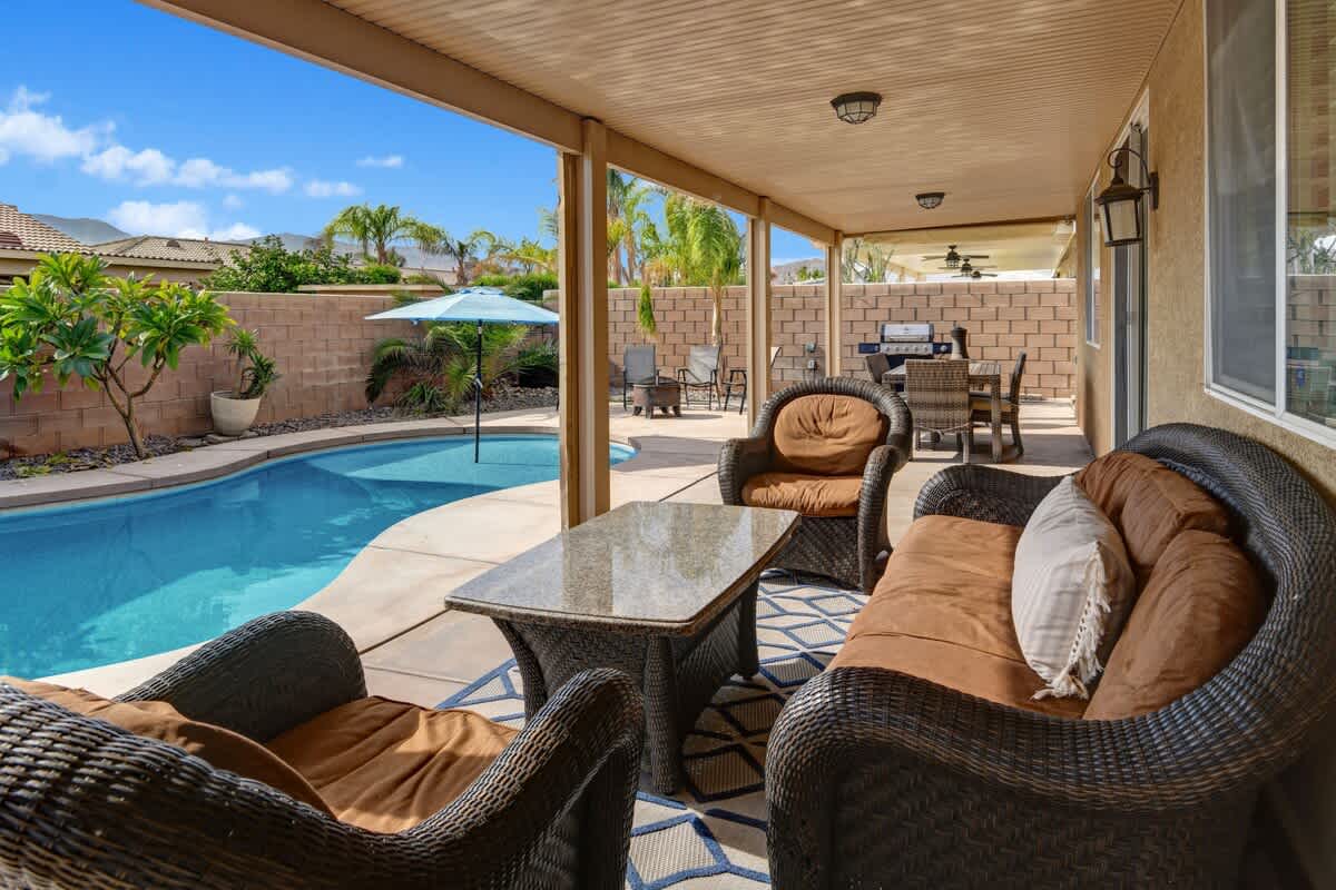 Relax in your private oasis with bbq and firepit.