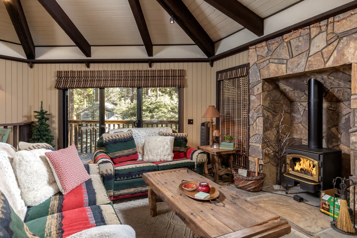 Cozy up by the fireplace