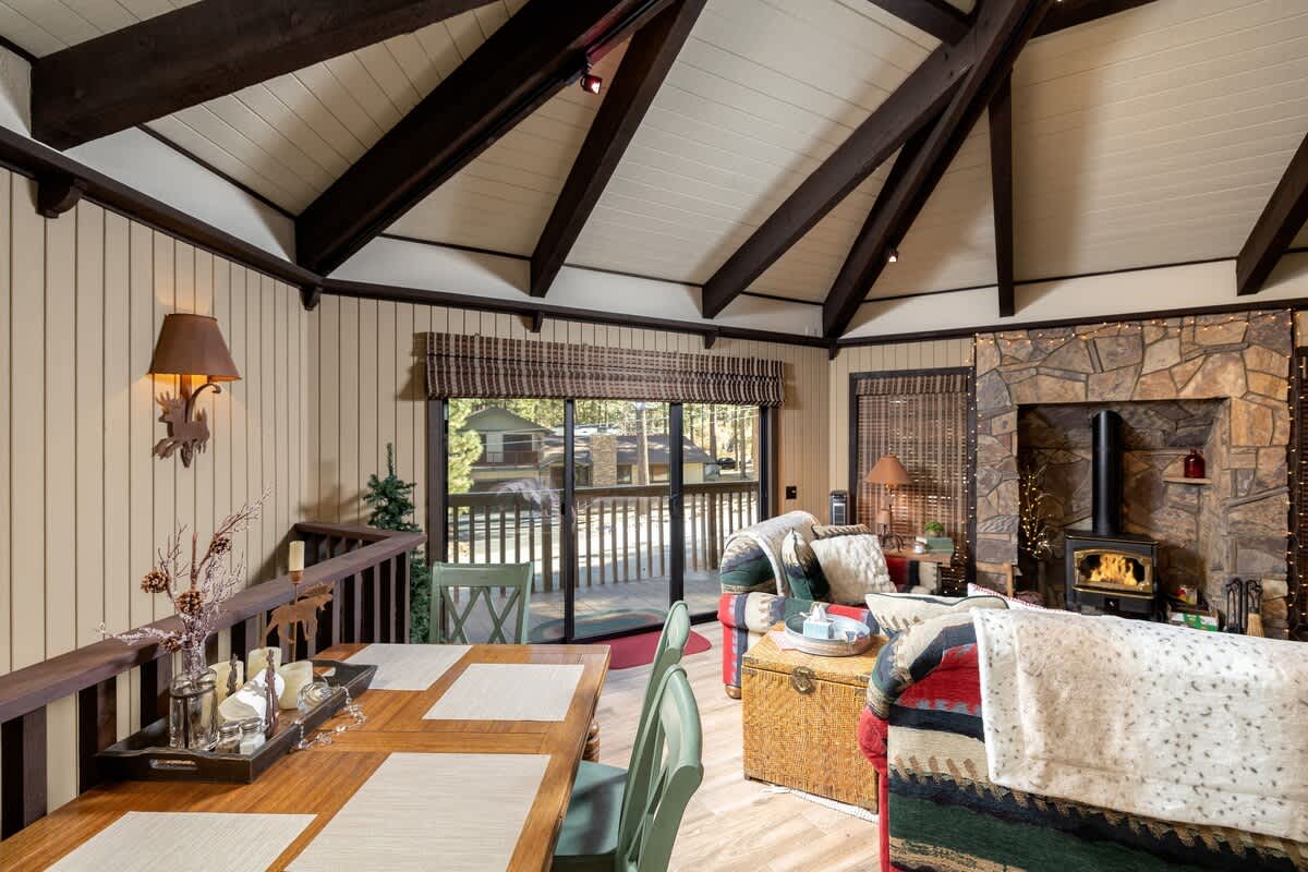 Dining table by the deck doors