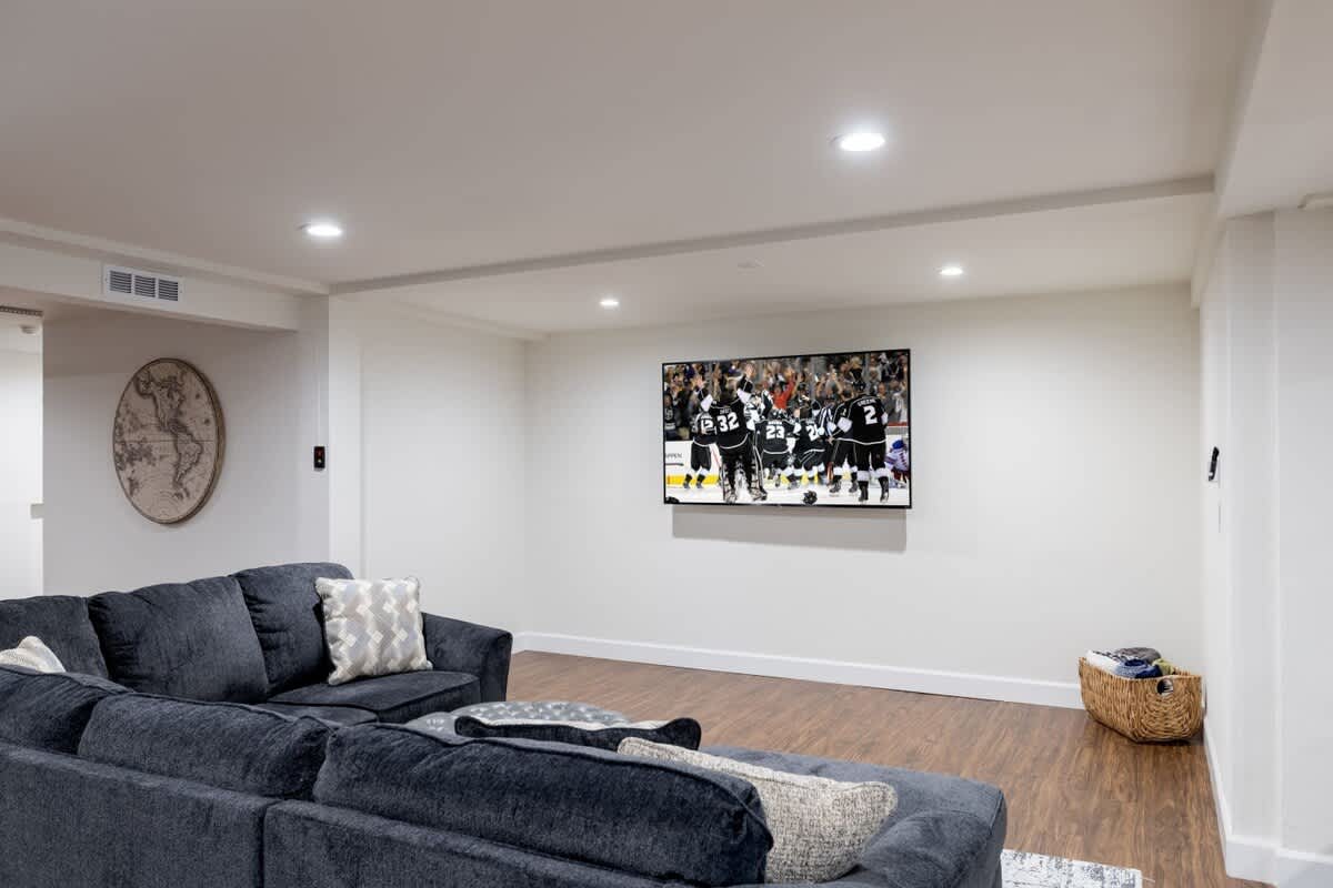 Game Room with huge 75" Smart TV.