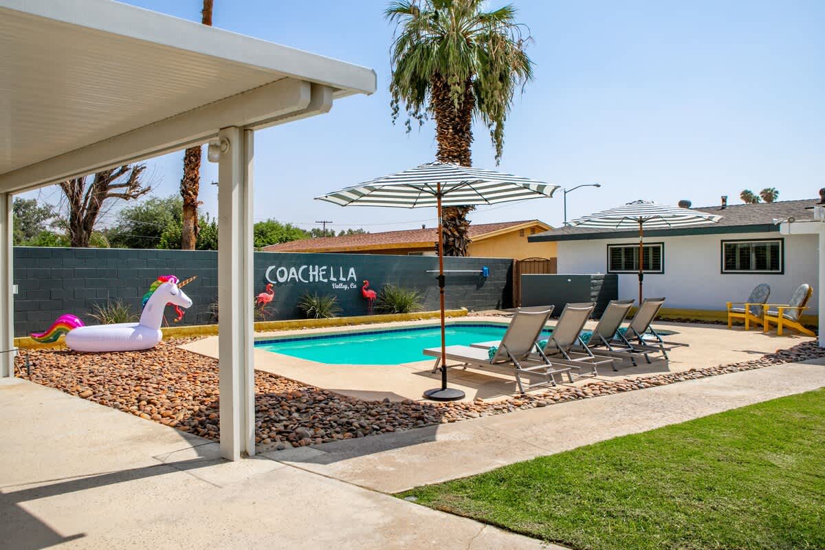 Covered patio, grass area and BBQ. Your private resort.