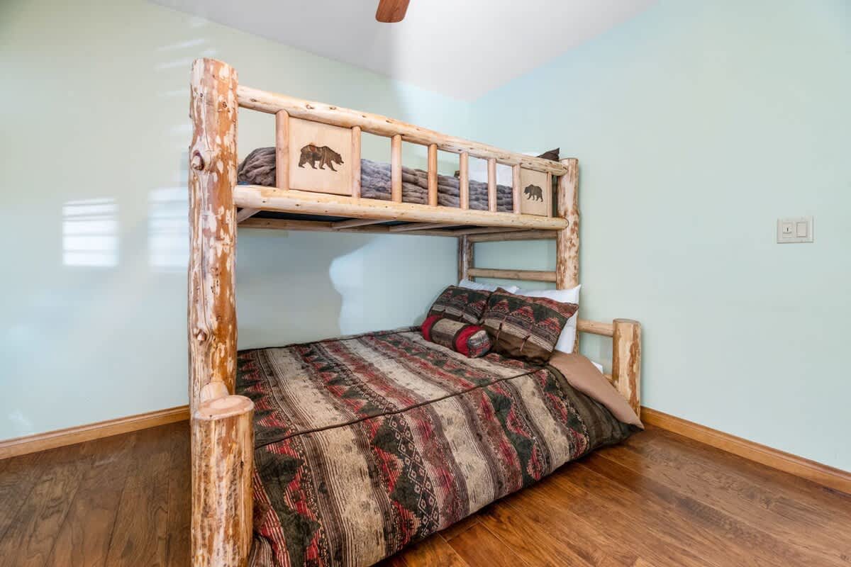 Queen bed on the bottom bunk
