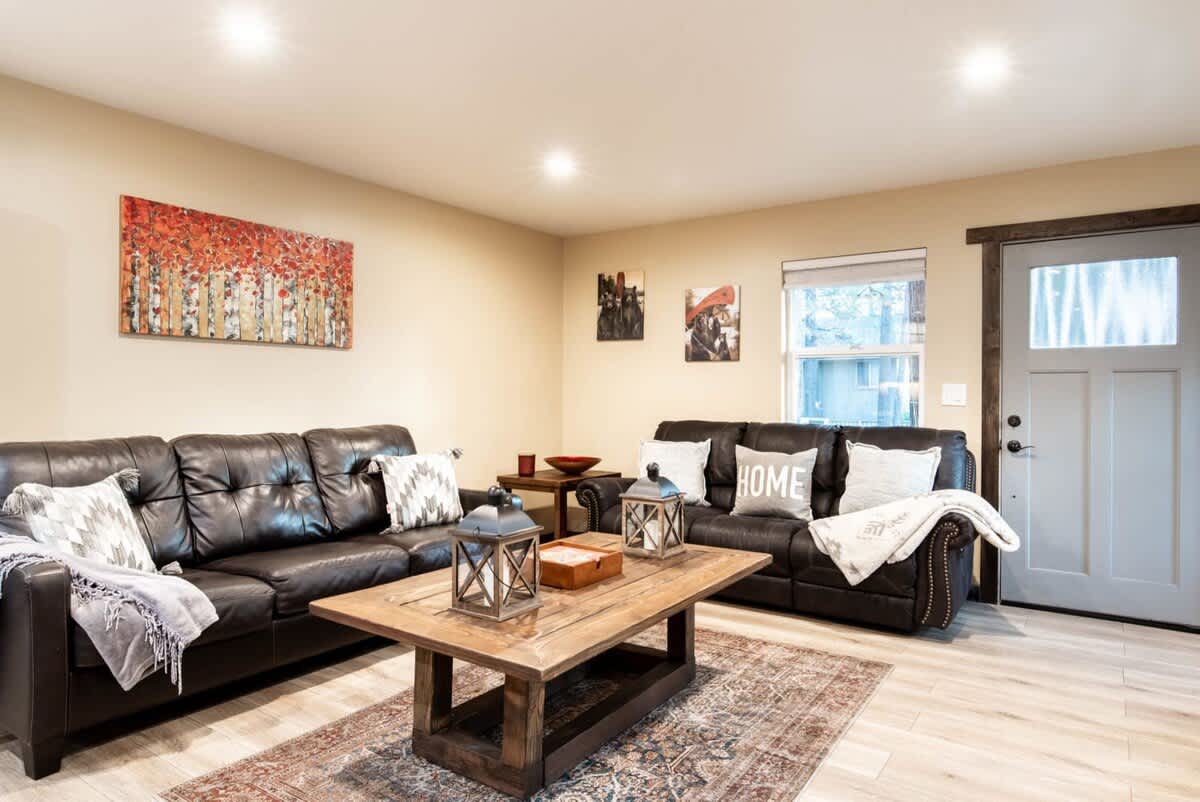 Leather sofas in the living room