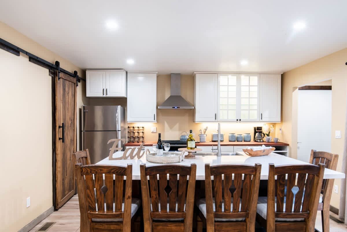 Kitchen island with seating for eight