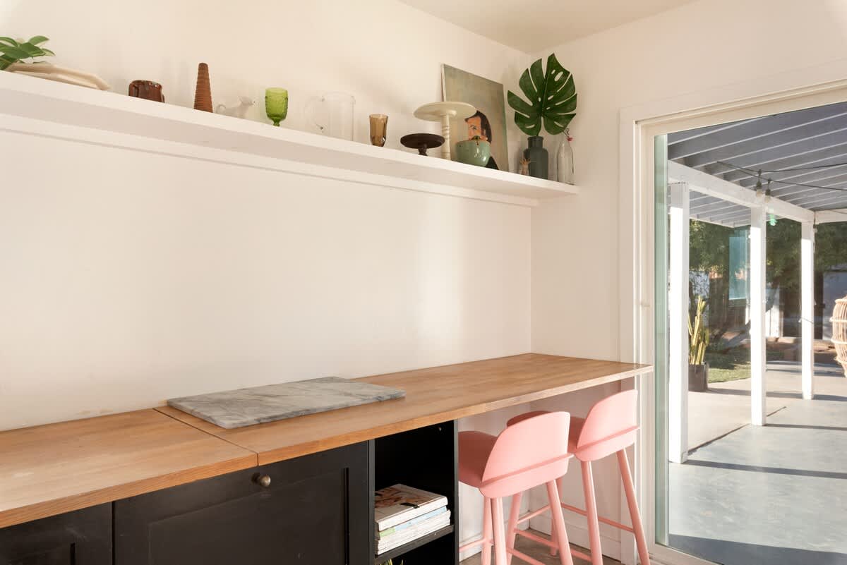 Breakfast bar with views to the back patio.