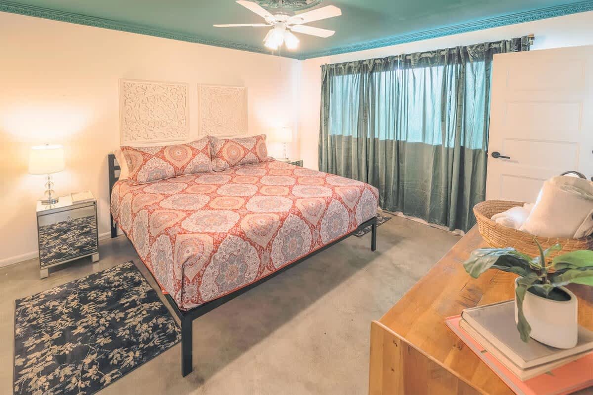 Bright primary bedroom with plenty of storage.